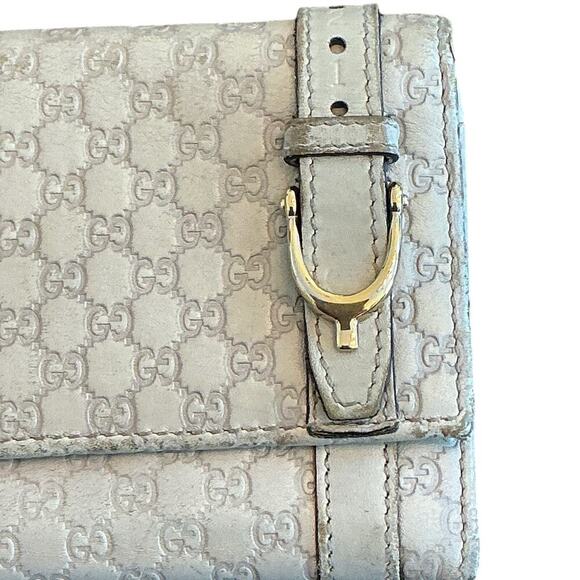 GUCCI Continental Microguccissim Leather Wallet In Beige Gold Hardware - Picture 4 of 16